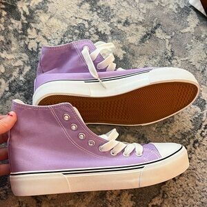 Purple High-Top Canvas Sneakers